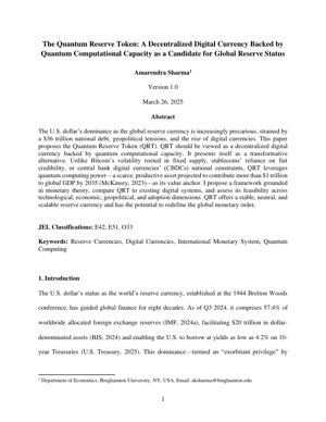 PDF Document Cover - Quantum Reserve Token: A Decentralized Digital Currency Backed by Quantum Computational Capacity